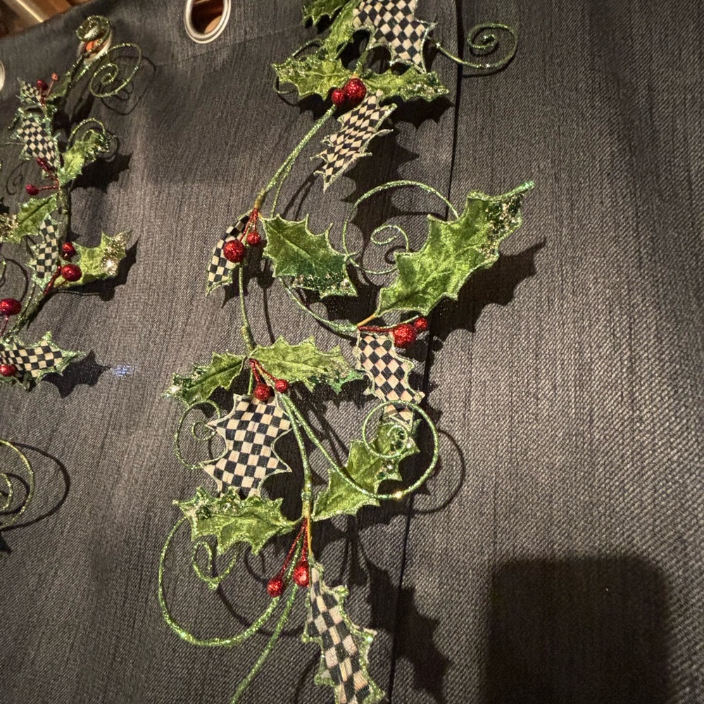 Mackenzie Childs Christmas Holly Swirl Wall Decor-set of two